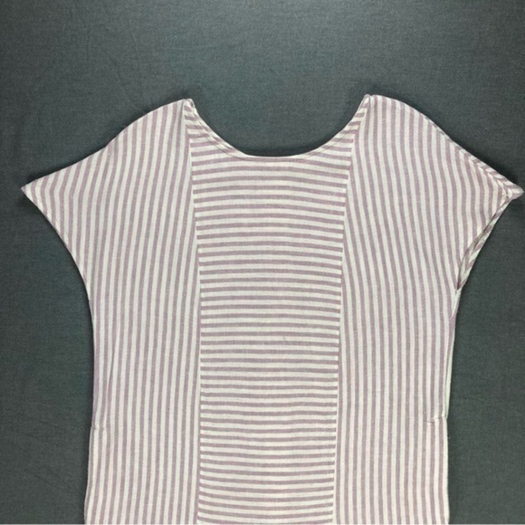 Madewell Linen Shirt Dress Womens Size Small Pink White Stripe Button Back Mini - Picture 4 of 15